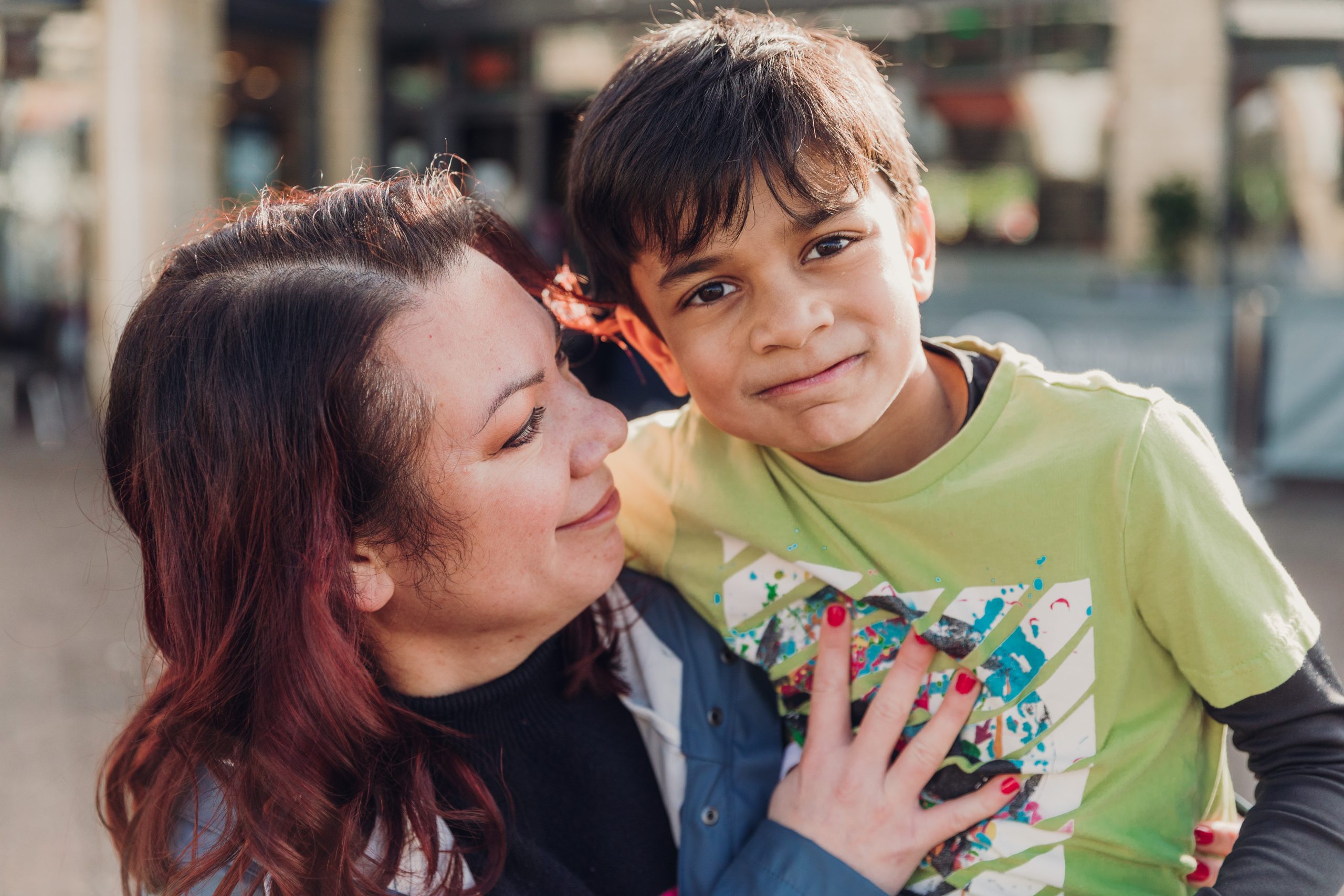 A woman and a boy